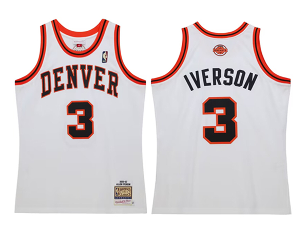 Men's White Denver Nuggets Active Player Custom 2006-07 Stitched Basketball Jersey
